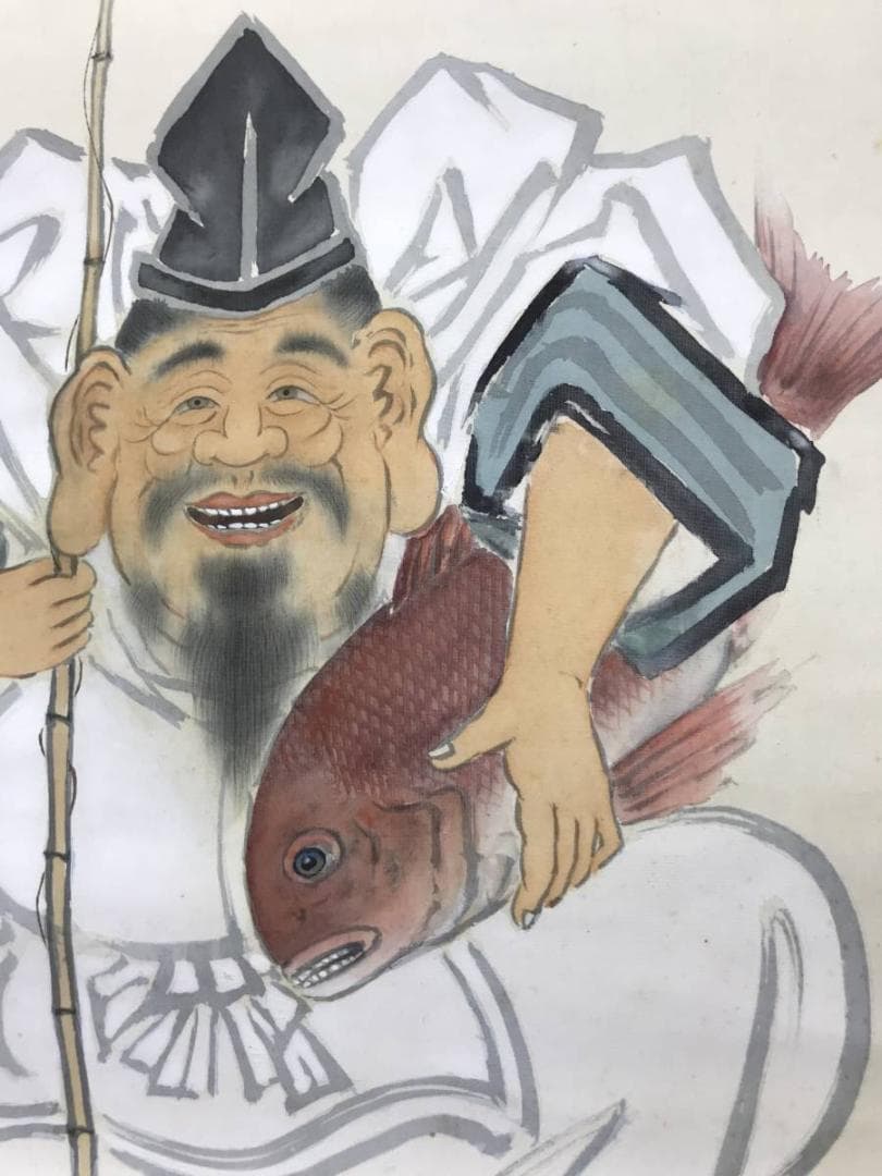作者不詳/恵比須図/エビス図/恵比寿/掛軸/名家伝来/AC-27