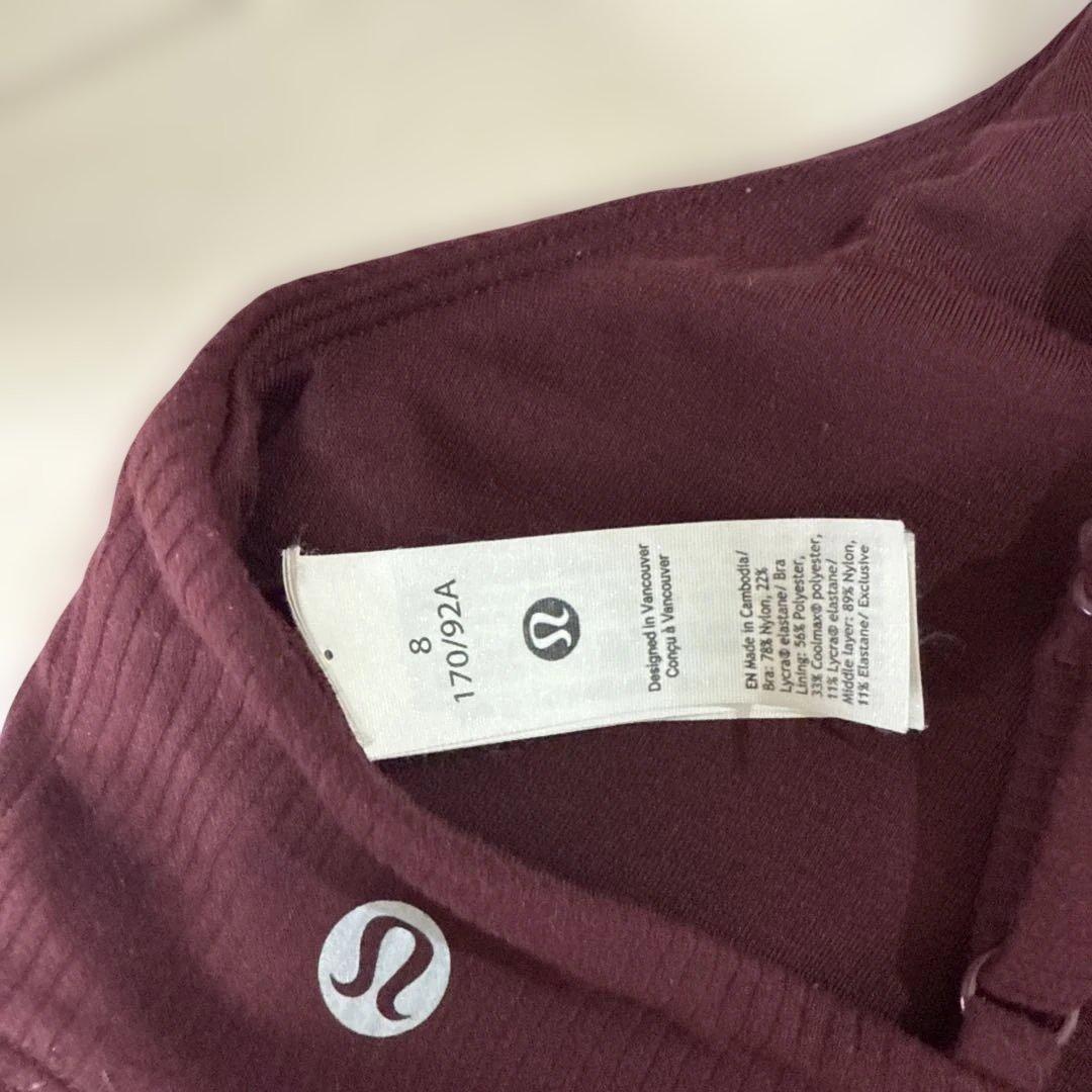 Lululemon クロスバックブラトップ バーガンディ サイズ8