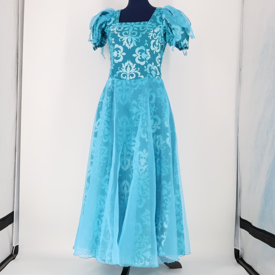 【美品 日本製フラダンス用衣装】水色 Paondor ワンピースドレス ハワイ