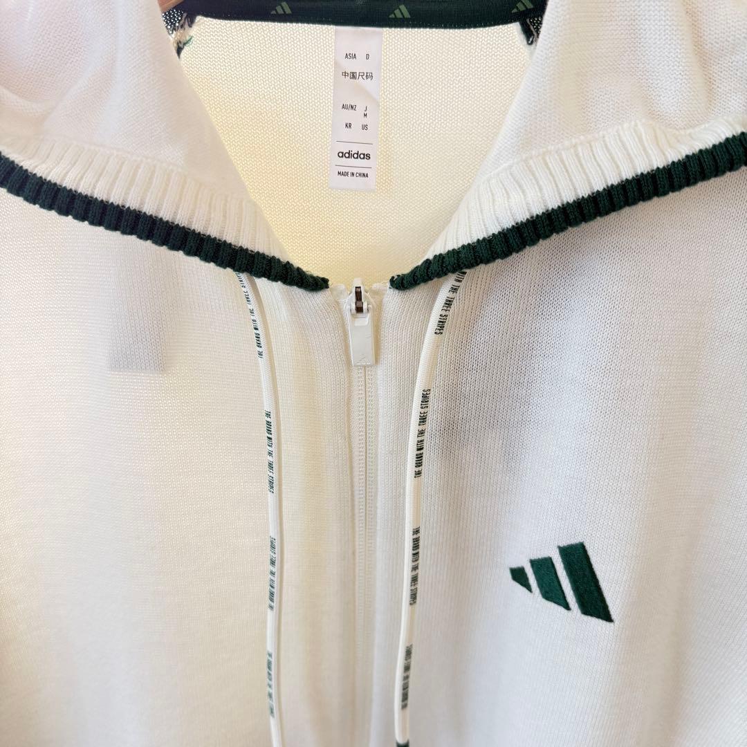 adidas ニットパーカー 白 M 男女兼用 フルジップ