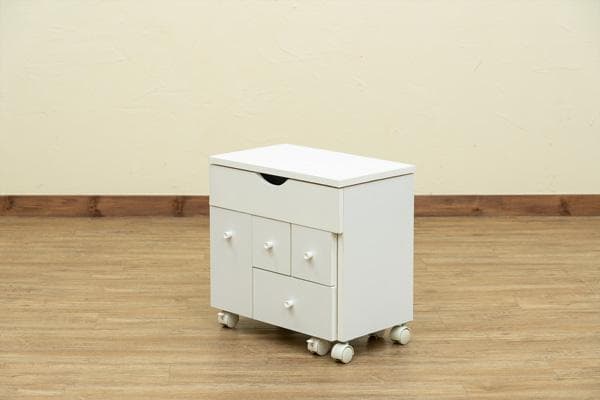 【新品・送料無料】スライド式コスメワゴン　DBR/WH