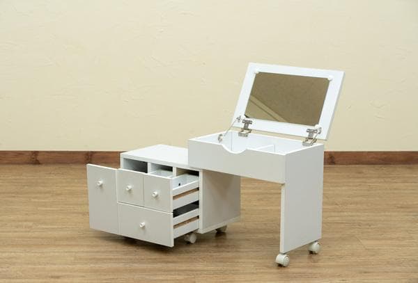 【新品・送料無料】スライド式コスメワゴン　DBR/WH