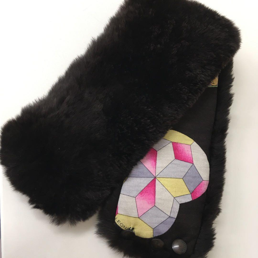 レオナール ピンクハート　ゴルフウェア　毛皮襟　レッキスマフラー　セットアップ