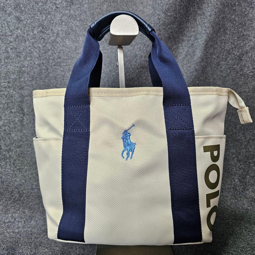 【ポロゴルフ】人気ビッグポニー刺繍×ロゴネーム ゴルフカートバッグ ベージュ