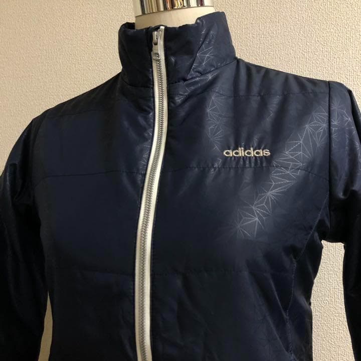 アディダスゴルフ◆中綿 ジップ ジャケット ネイビー 籠目柄 Sサイズ