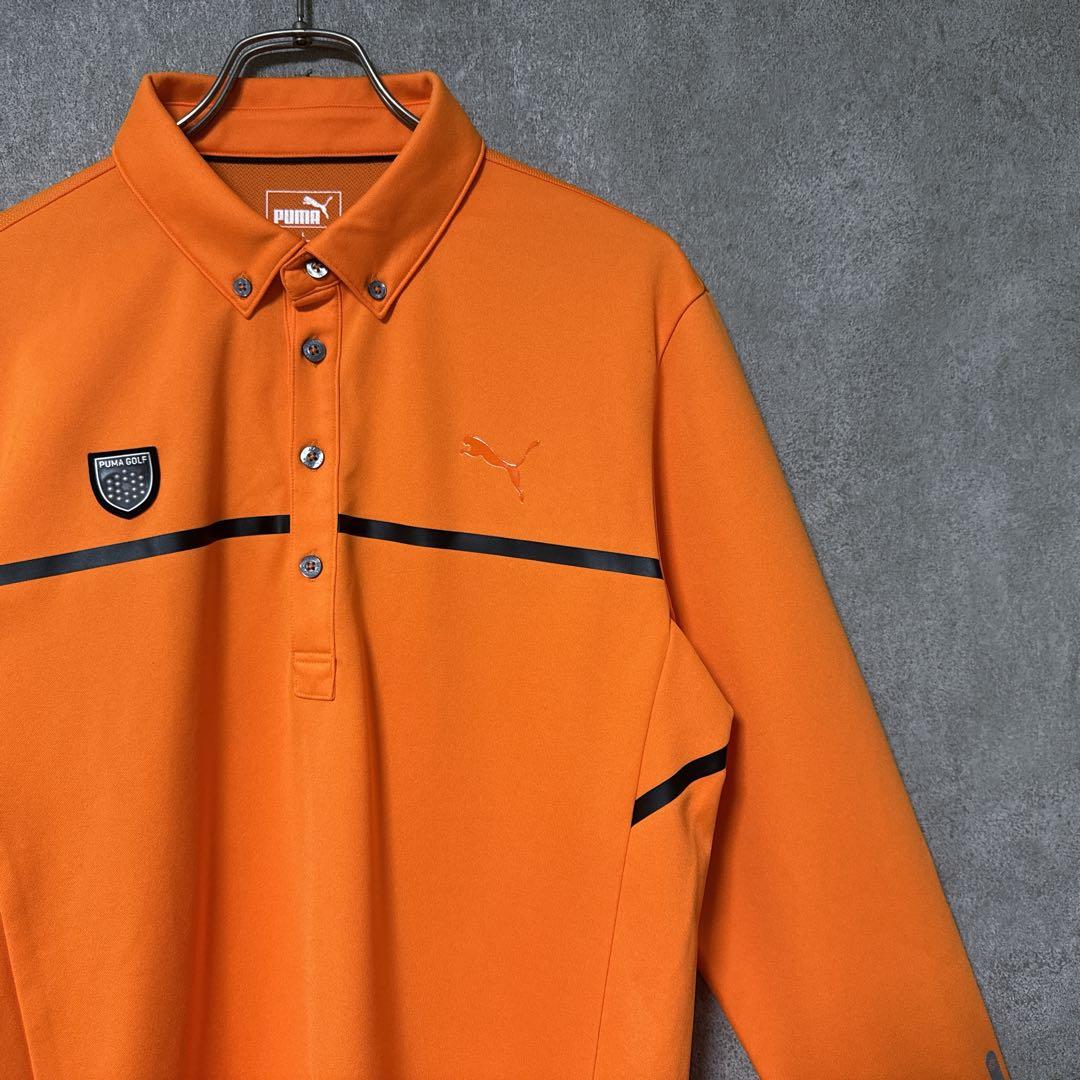 PUMA GOLF プーマゴルフ ロゴ 長袖 ポロシャツ オレンジ L ウェア
