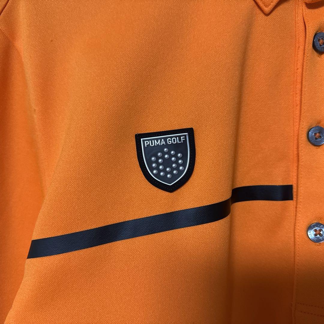 PUMA GOLF プーマゴルフ ロゴ 長袖 ポロシャツ オレンジ L ウェア