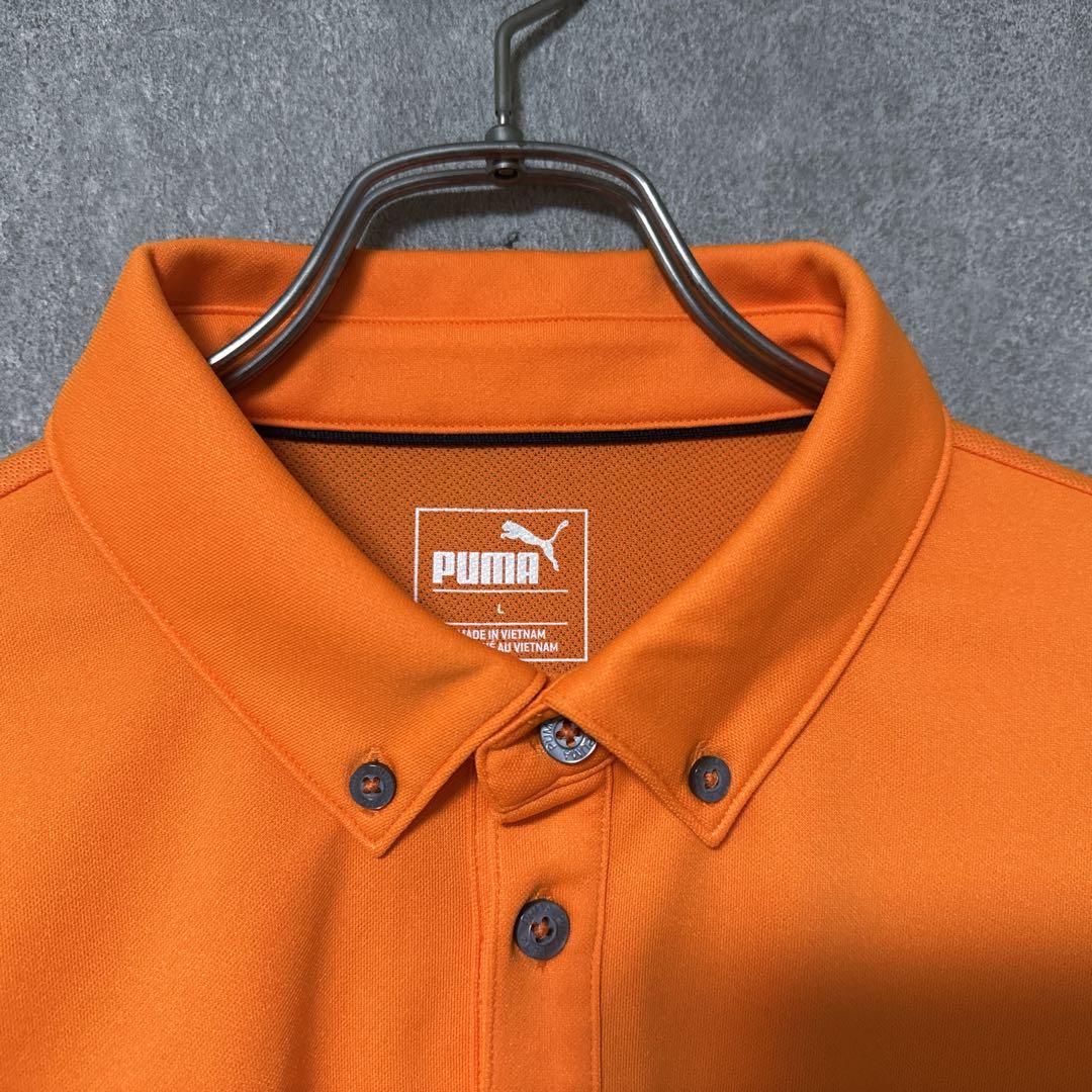 PUMA GOLF プーマゴルフ ロゴ 長袖 ポロシャツ オレンジ L ウェア