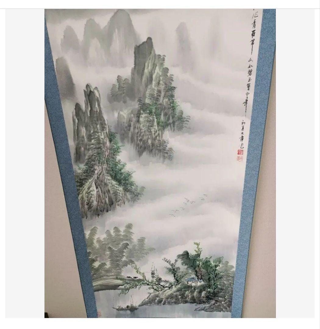 美品 初夏漓江画 龍脈 山水画 中国掛け軸 美術工芸品