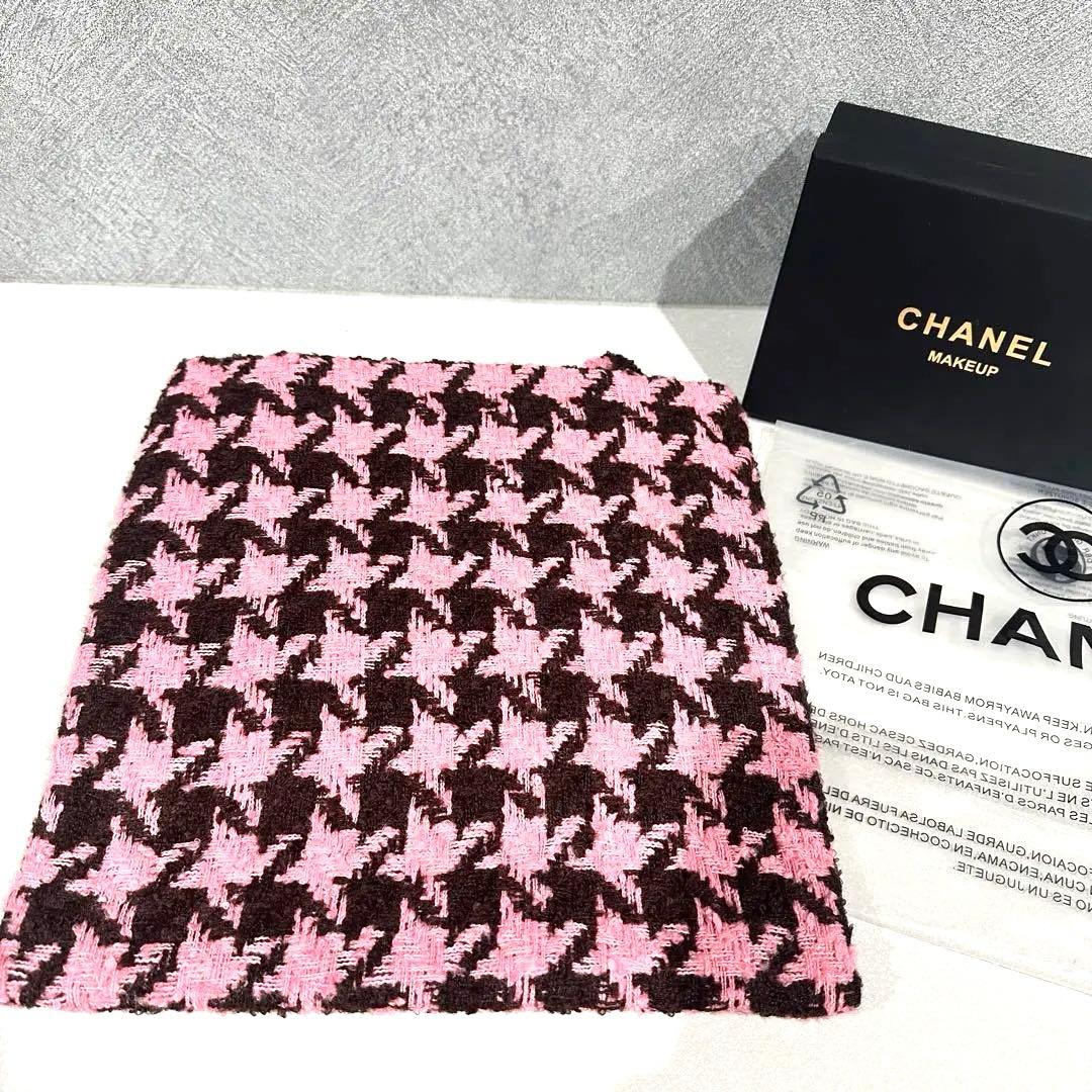 CHANEL ノベルティ千鳥格子模様 ツイード スパンコール トートバッグ