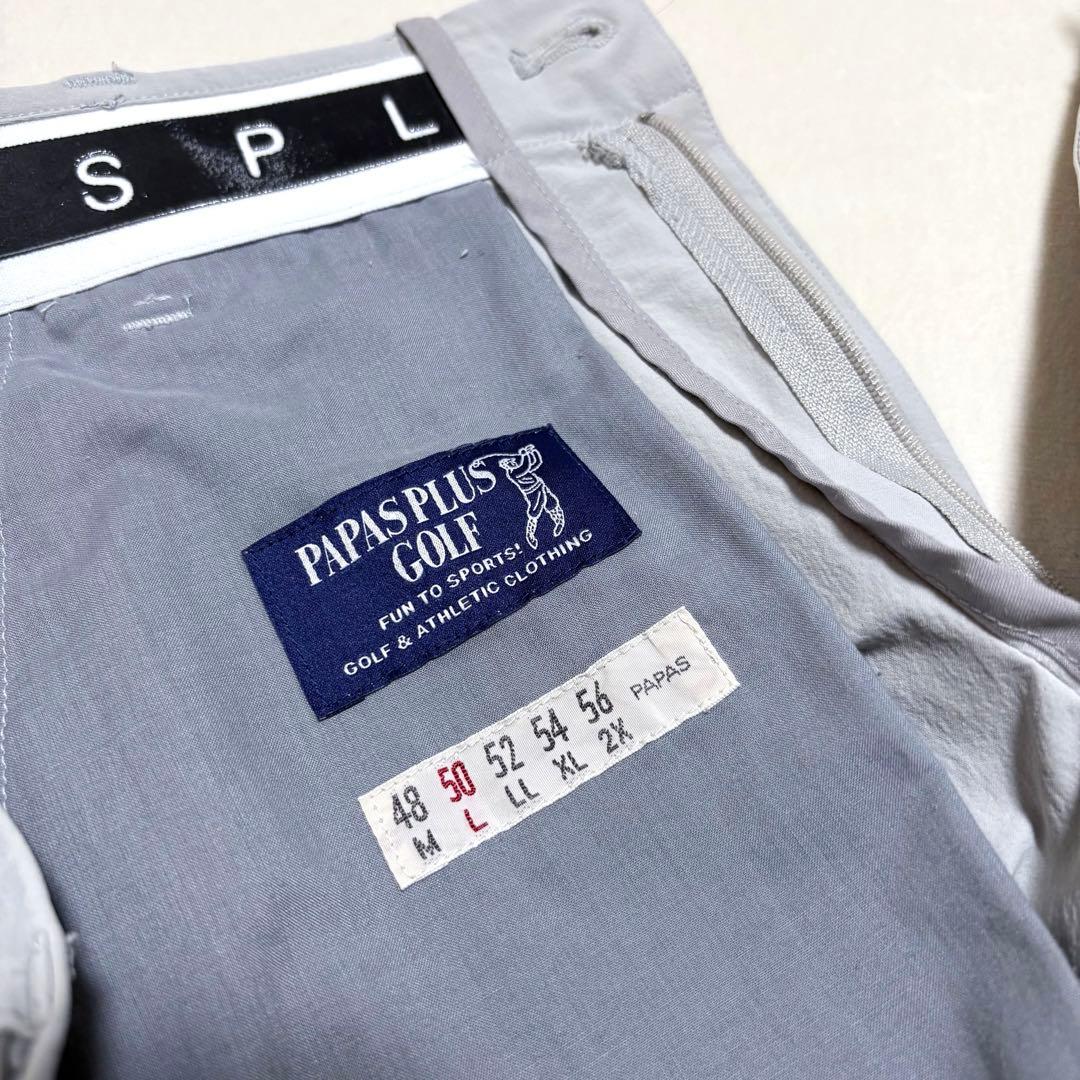 【極美品】PAPAS+ ゴルフスラックスパンツ 刺繍ロゴ 希少モデル 50