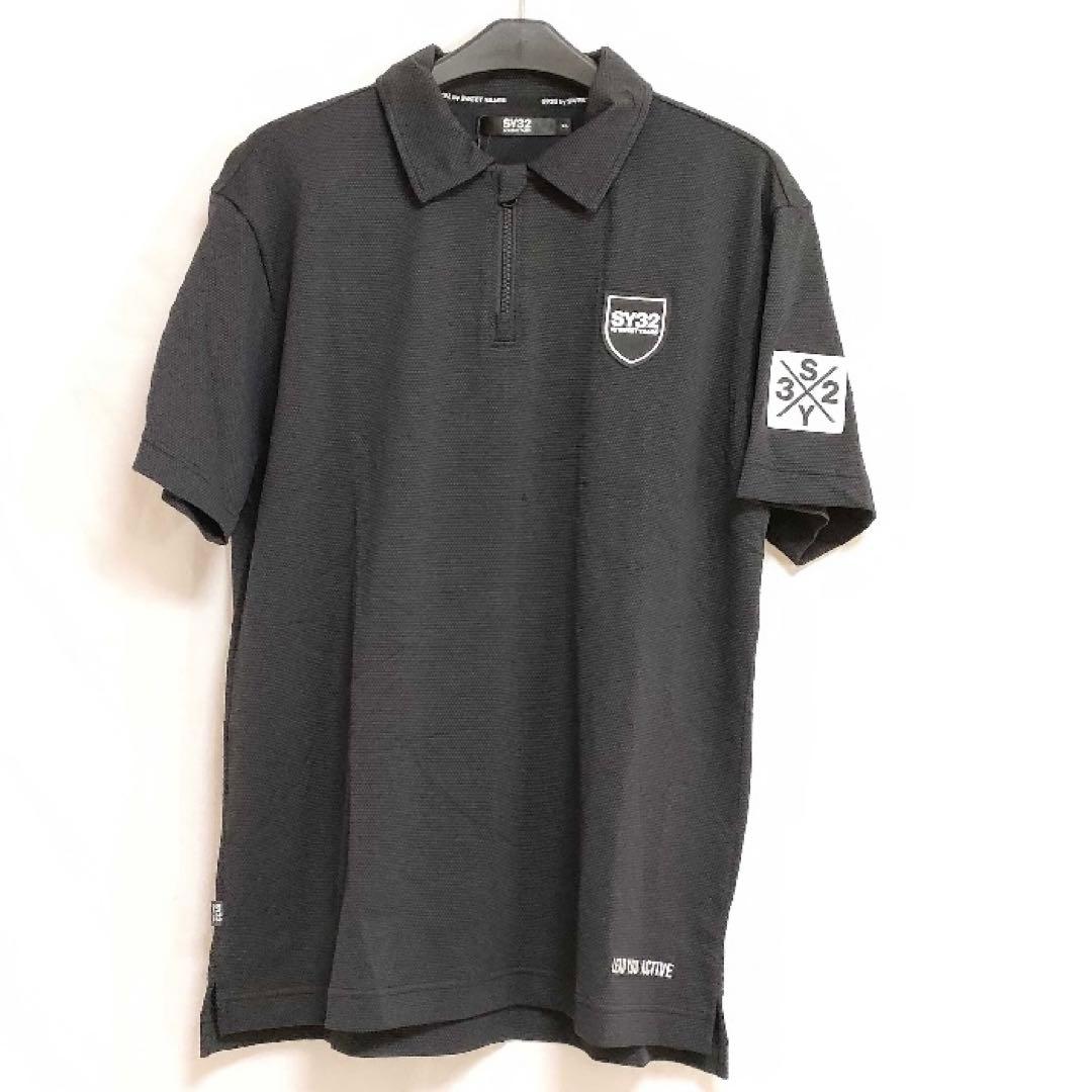 SY32 by SWEET YEARS 半袖ZIPポロシャツ BLACK XL