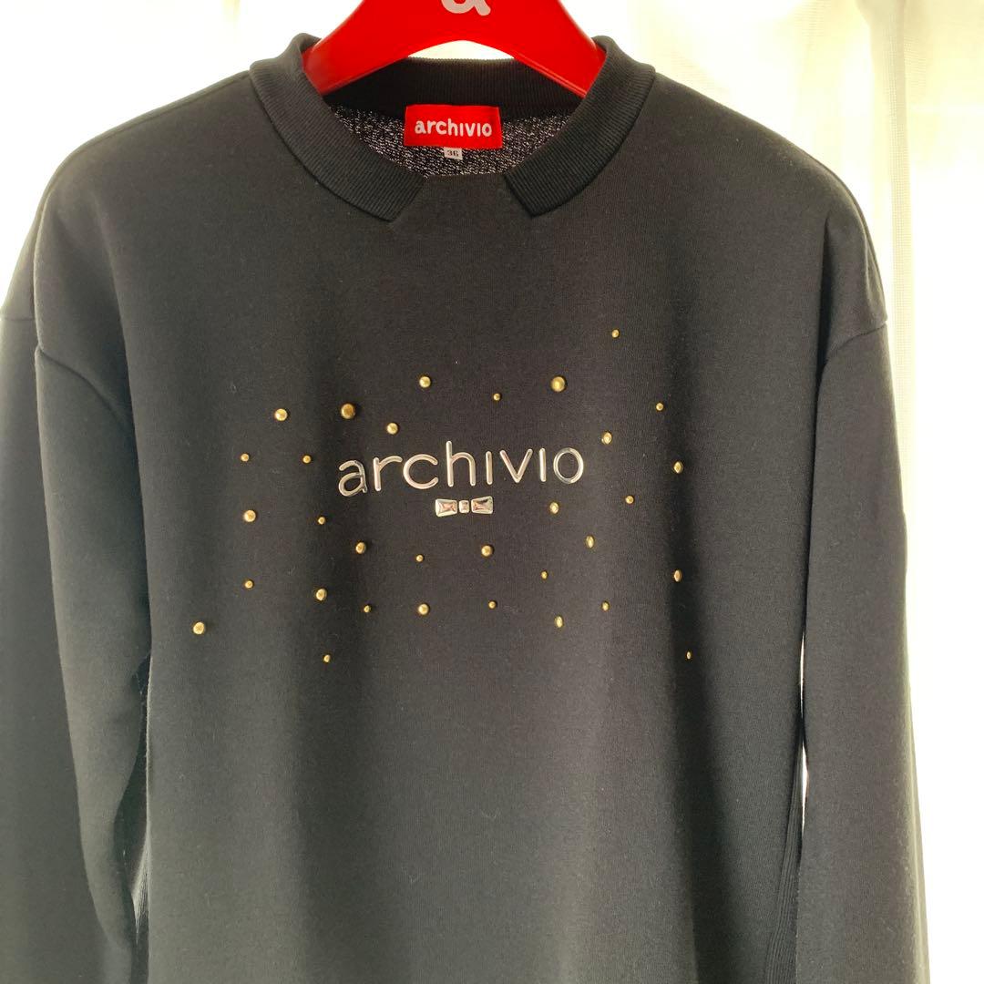 アルチビオarchivio ストーン装飾 長袖トレーナー36黒色