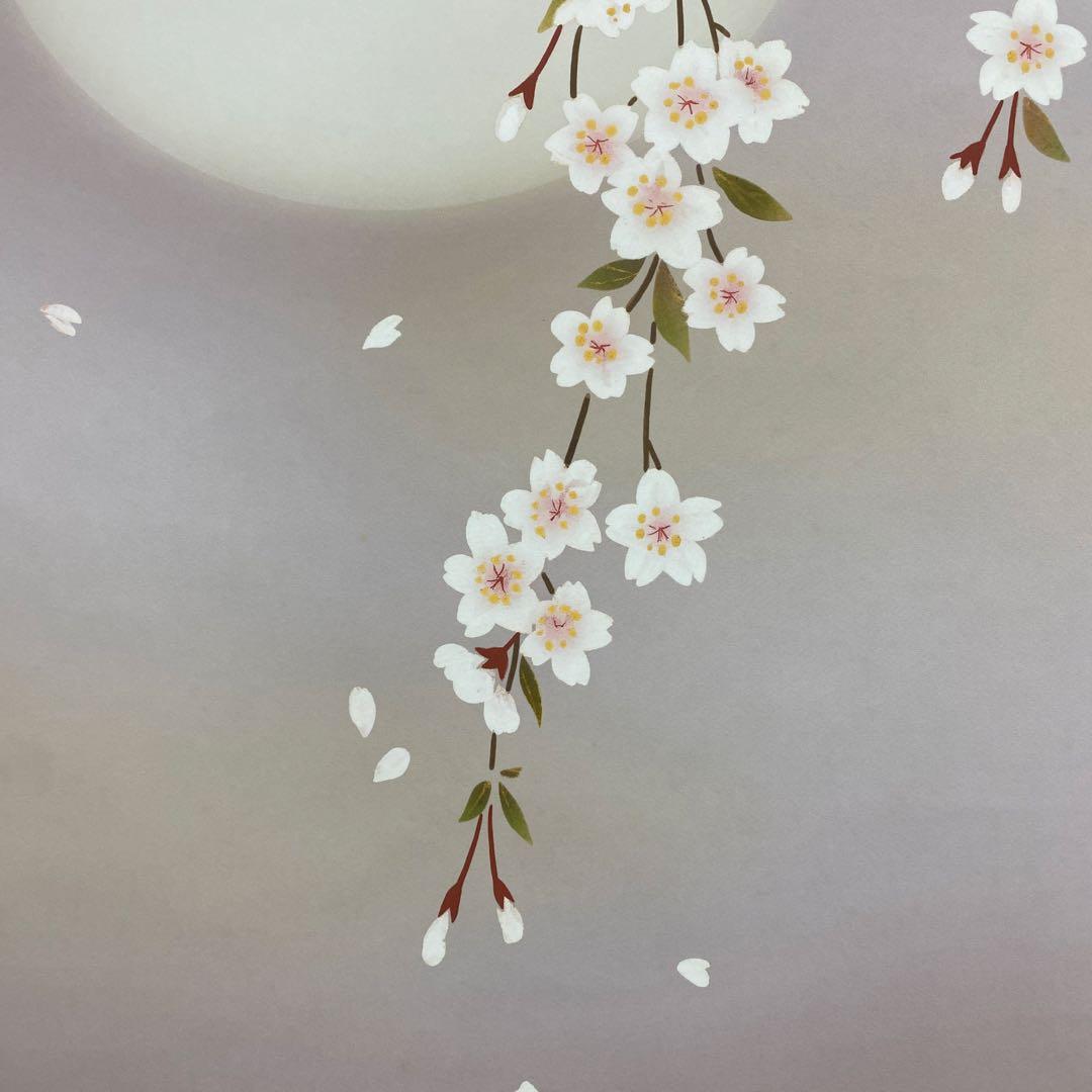 美品 掛け軸 緒方葉水作 夜桜図 共箱 縁起物 花見