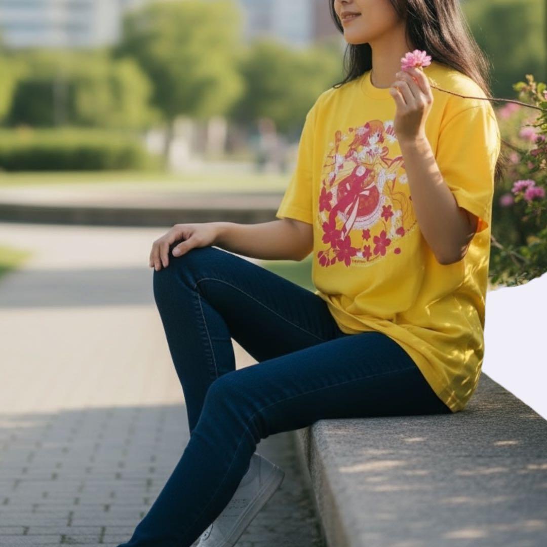 M023【新品限定品】白黒コラボ半袖Tシャツミコト 黄色