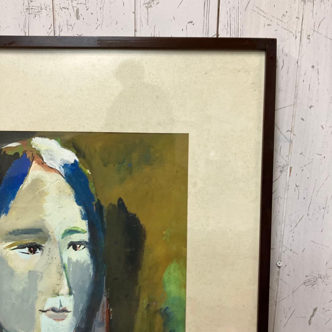 昭和レトロ 油絵 油彩画 絵画 人物画 女性画 アート 作品 美術 額装 額入り