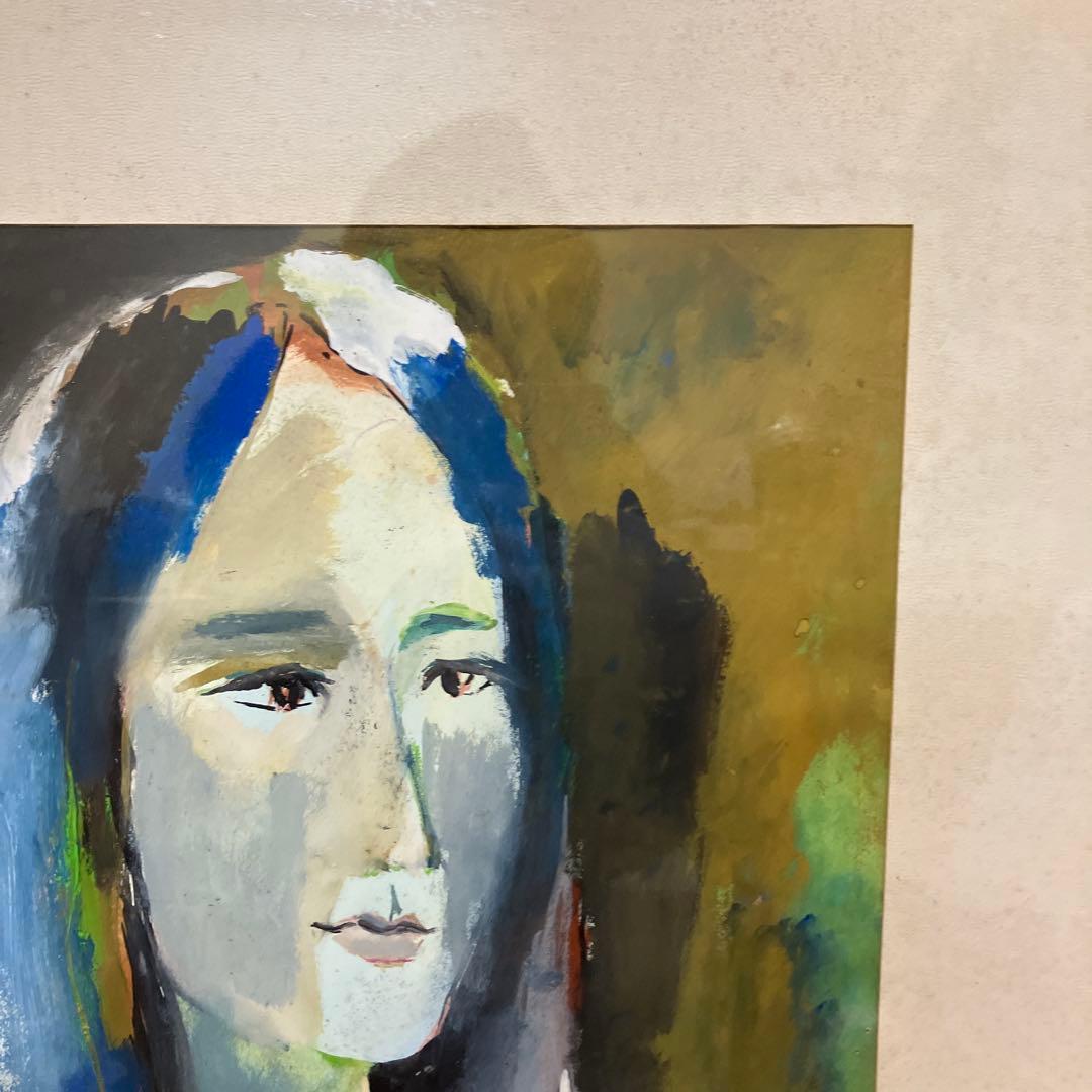 昭和レトロ 油絵 油彩画 絵画 人物画 女性画 アート 作品 美術 額装 額入り