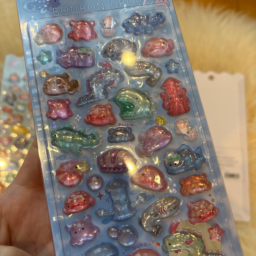 水族館限定ボンボンドロップシール　淡水魚/海獣/深海魚/海水魚　セット