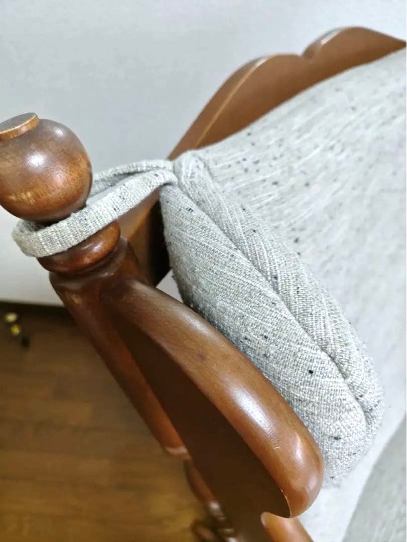 【最終価格2/14まで】レア美品　アンティークロッキングチェア＆オットマン張替済