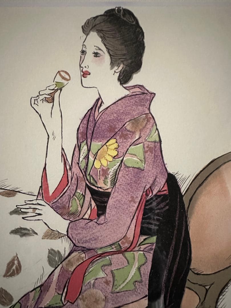 竹久夢二[長崎十二景~青い酒] リトグラフ　エディション有り、落款有り