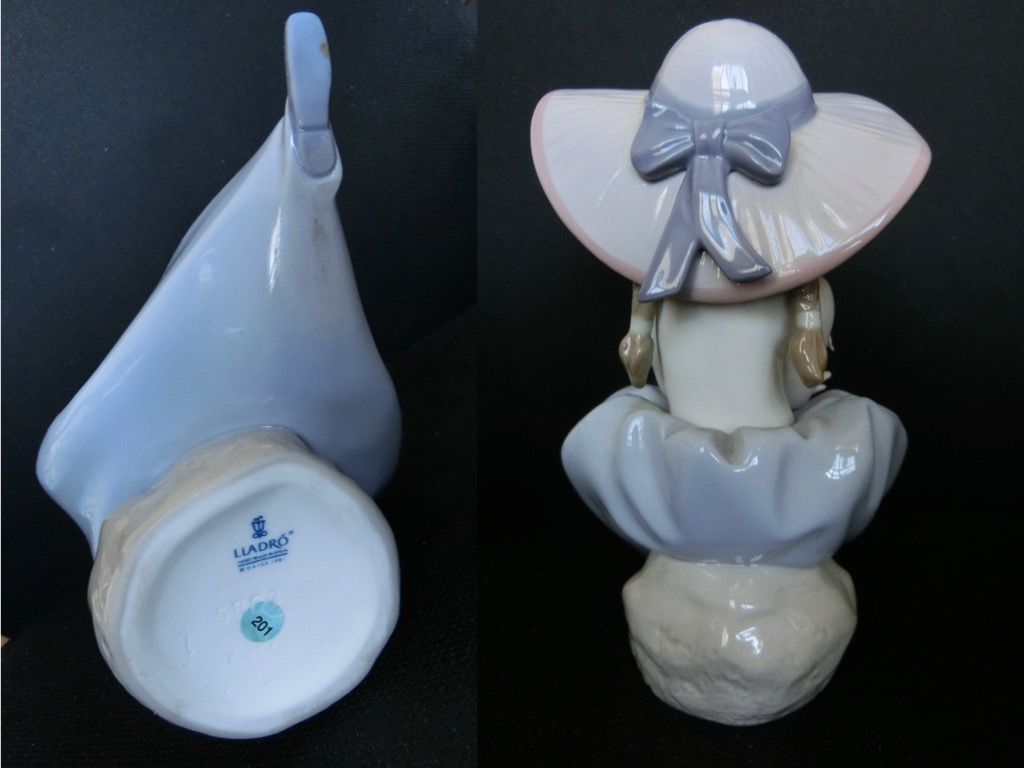 Lladro 花籠を持つ少女/花の香りにつつまれて