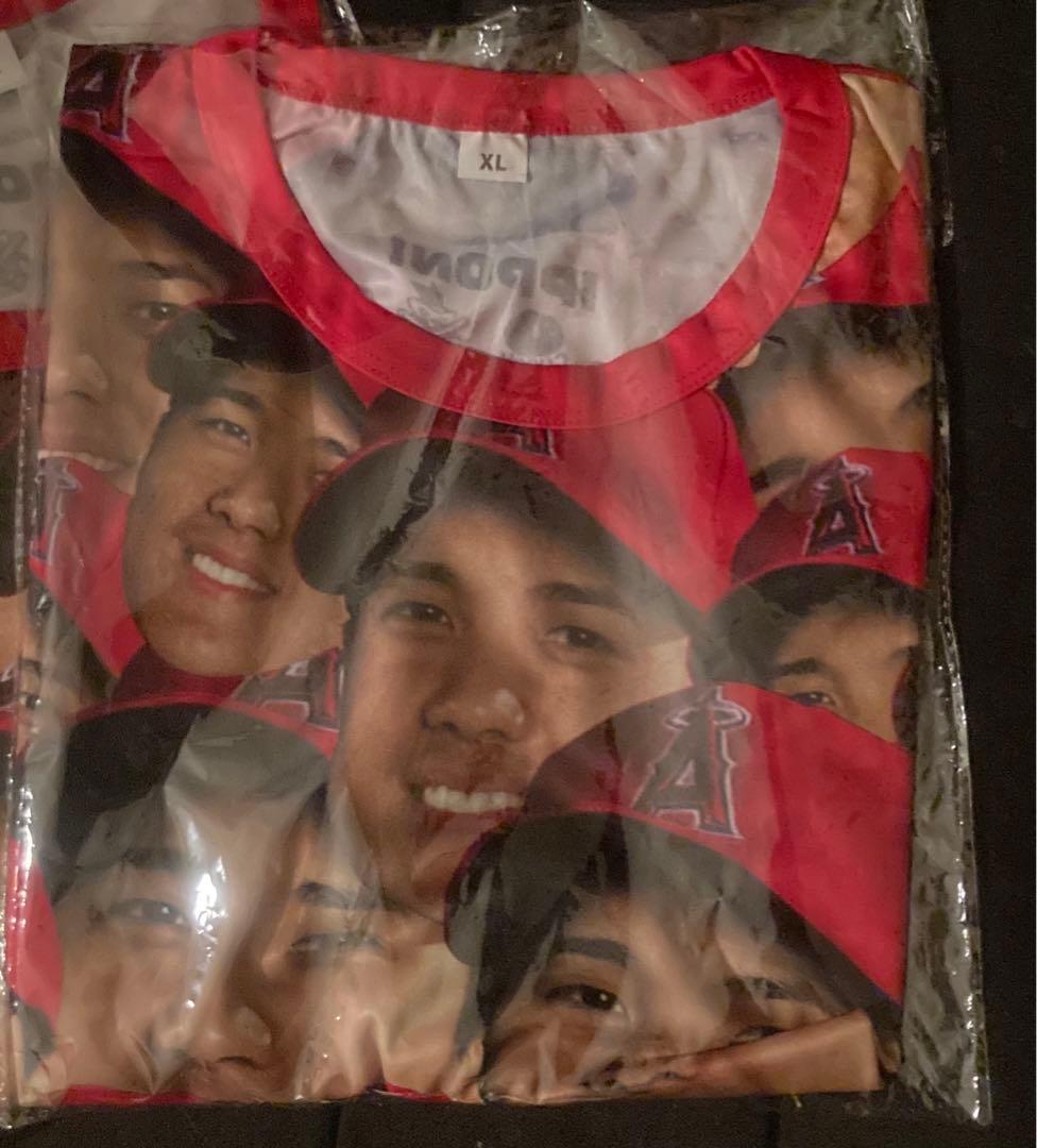 【正規品】大谷翔平 エンゼルス Tシャツ 顔だらけ XL 　2枚セット