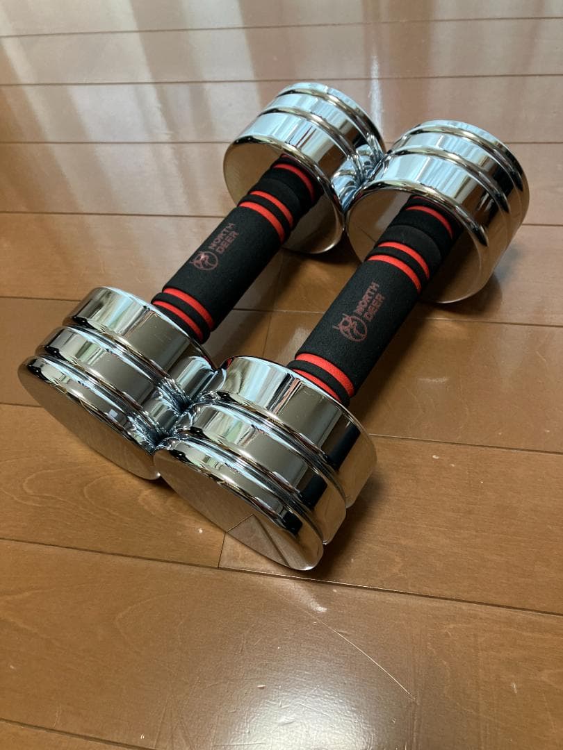 【美品】Northdeer 可変式 ダンベルセット 5kg×2個 鏡面仕上げ