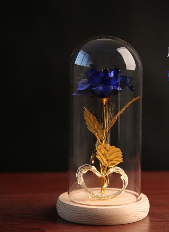 永久に花のガラスの中の金箔のバラバレンタインデークリスマス贈り物
