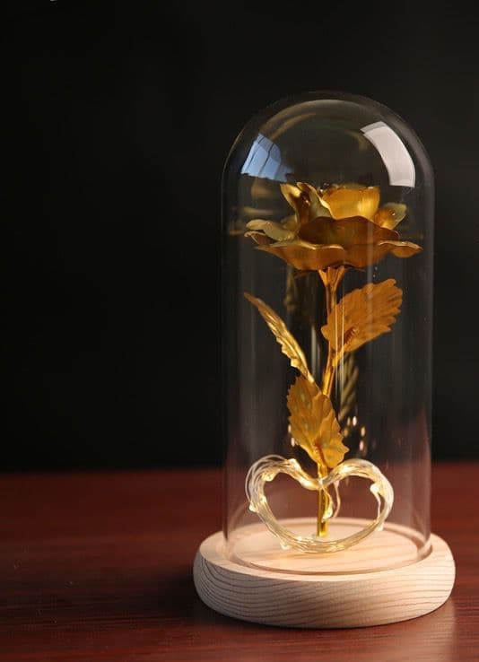 永久に花のガラスの中の金箔のバラバレンタインデークリスマス贈り物