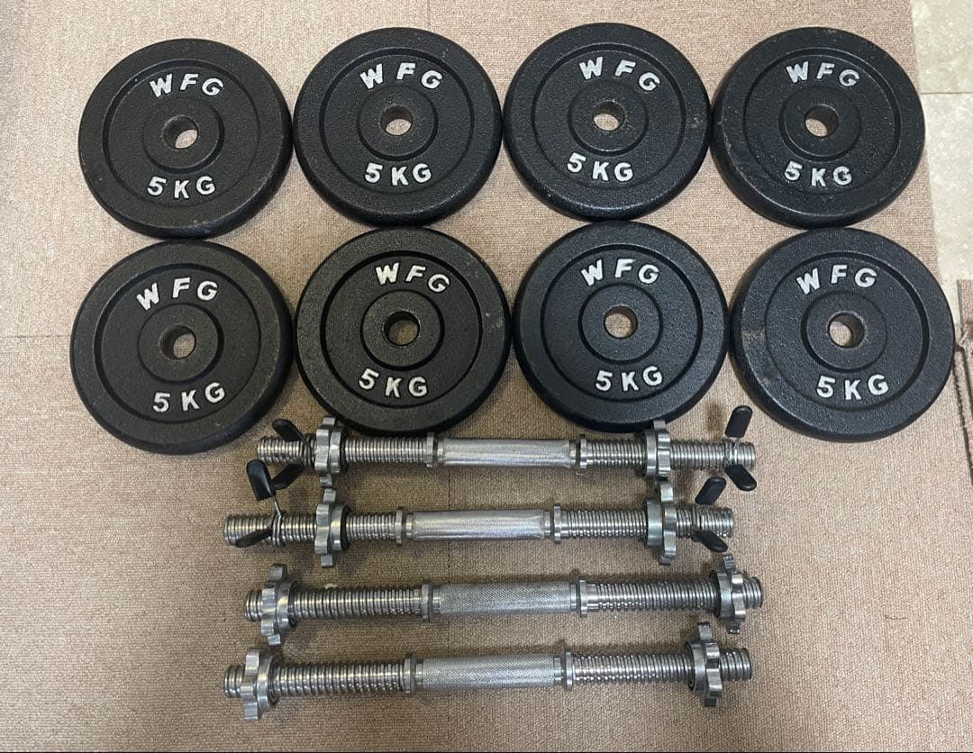 【引き取り限定•総重量70kg】ダンベルプレート•バーセット