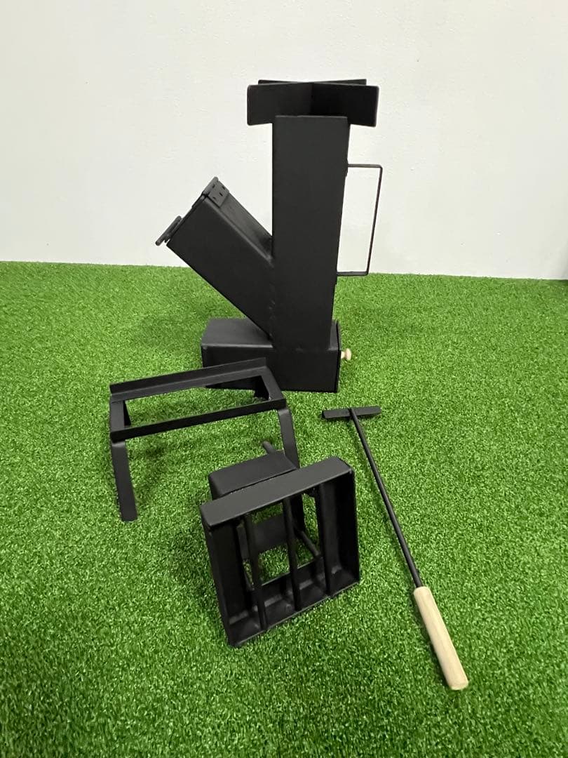 ロケットストーブ コンパクト 薪ストーブ ブラック 付属品付き