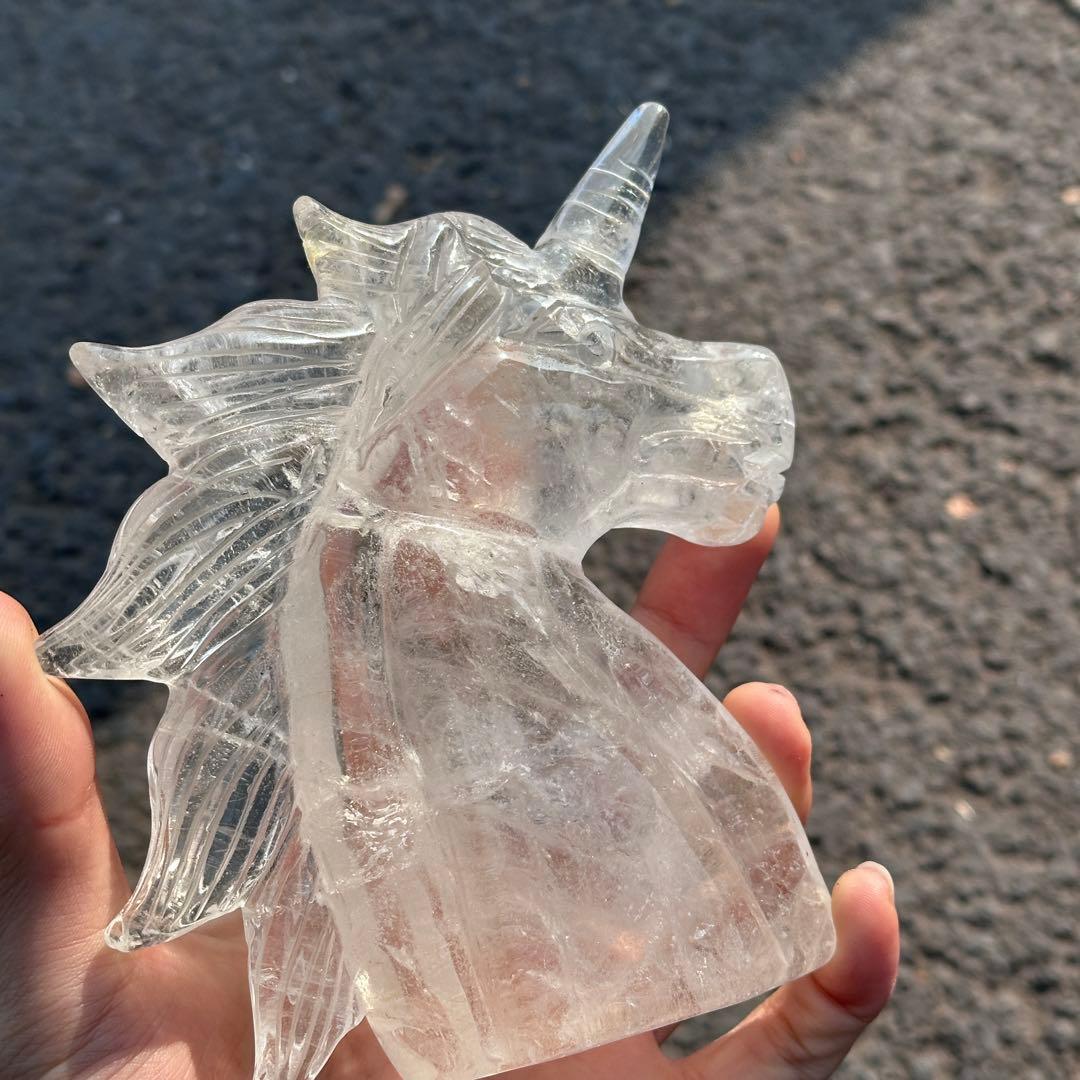 天然石水晶のユニコーン　置物ご購入前に在庫確認必要G.216