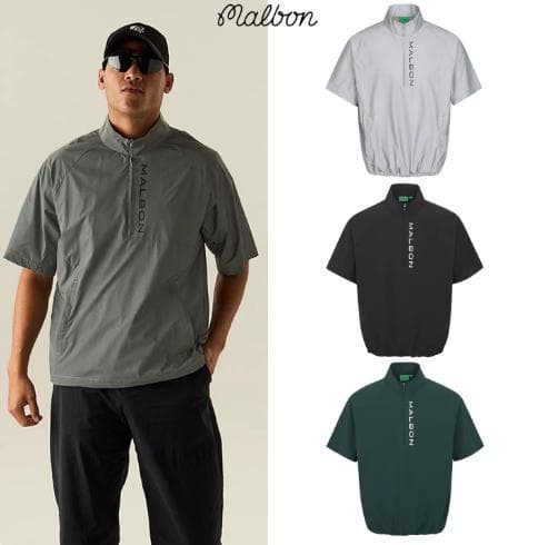 Malbon メンズゴルフウェア 半袖アウター 防風ストレッチ 限定モデル☘️
