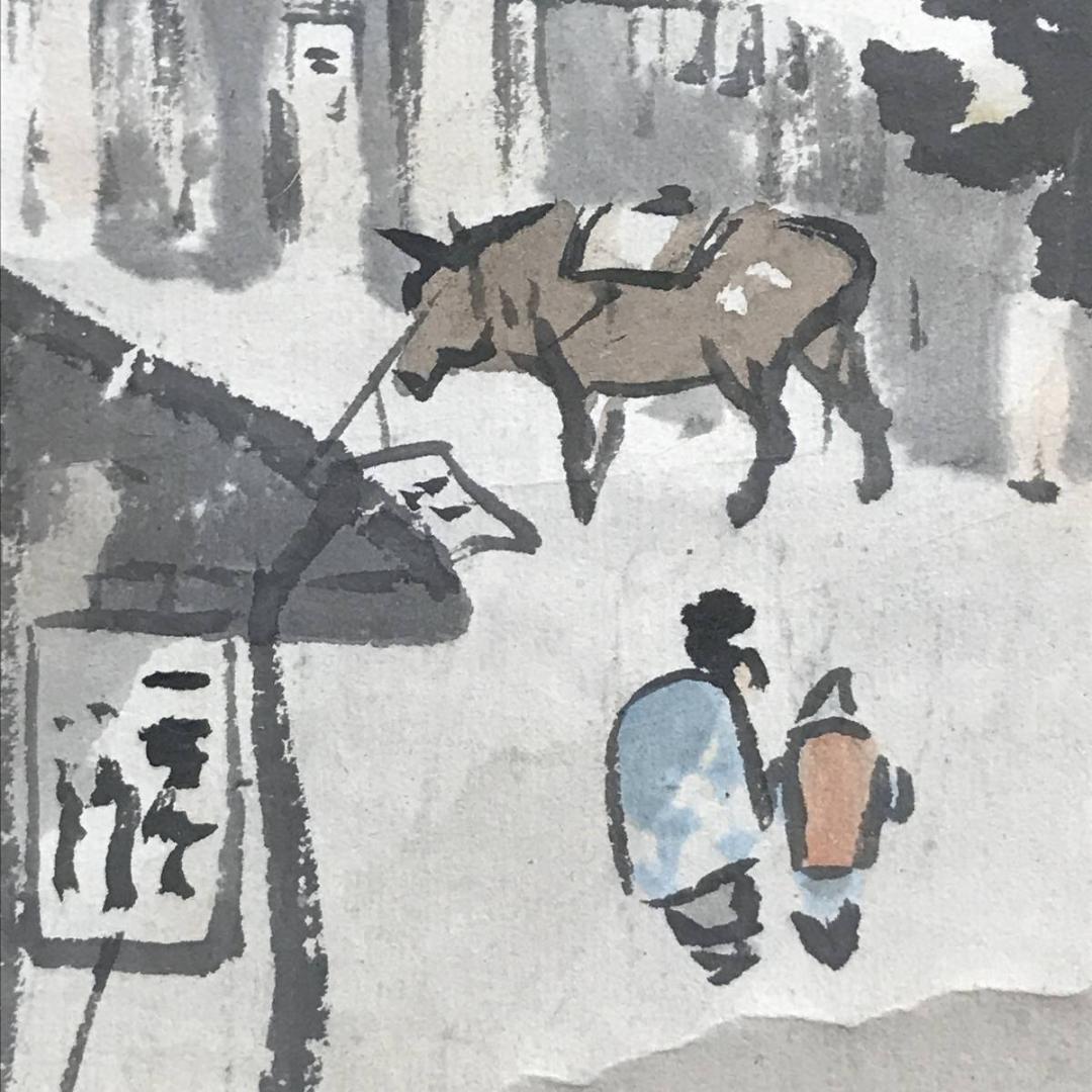 【真作】川北霞峰/山村初冬図/山水図/掛軸/名家伝来/AD-127