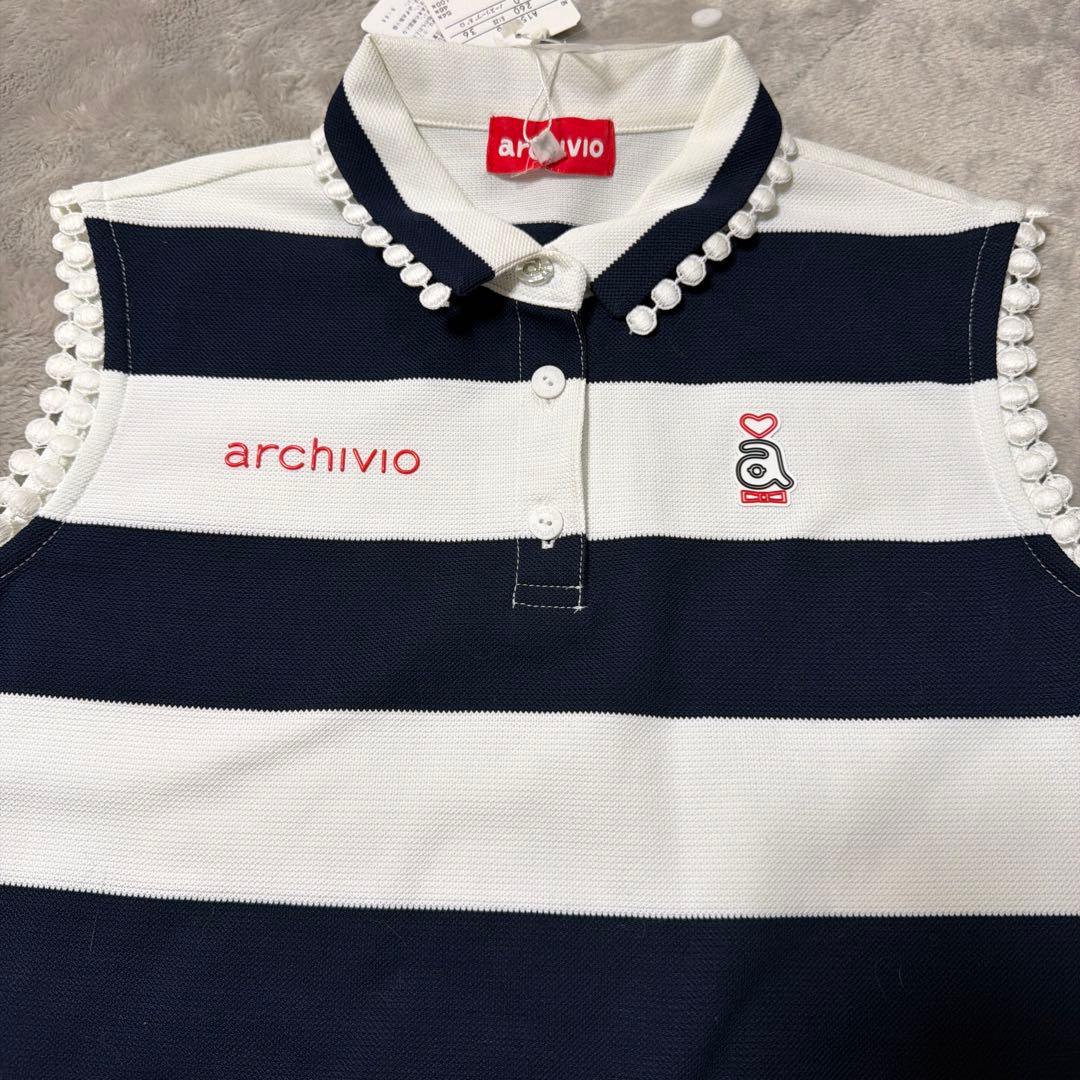 archivio ノースリーブポロシャツ ストライプ