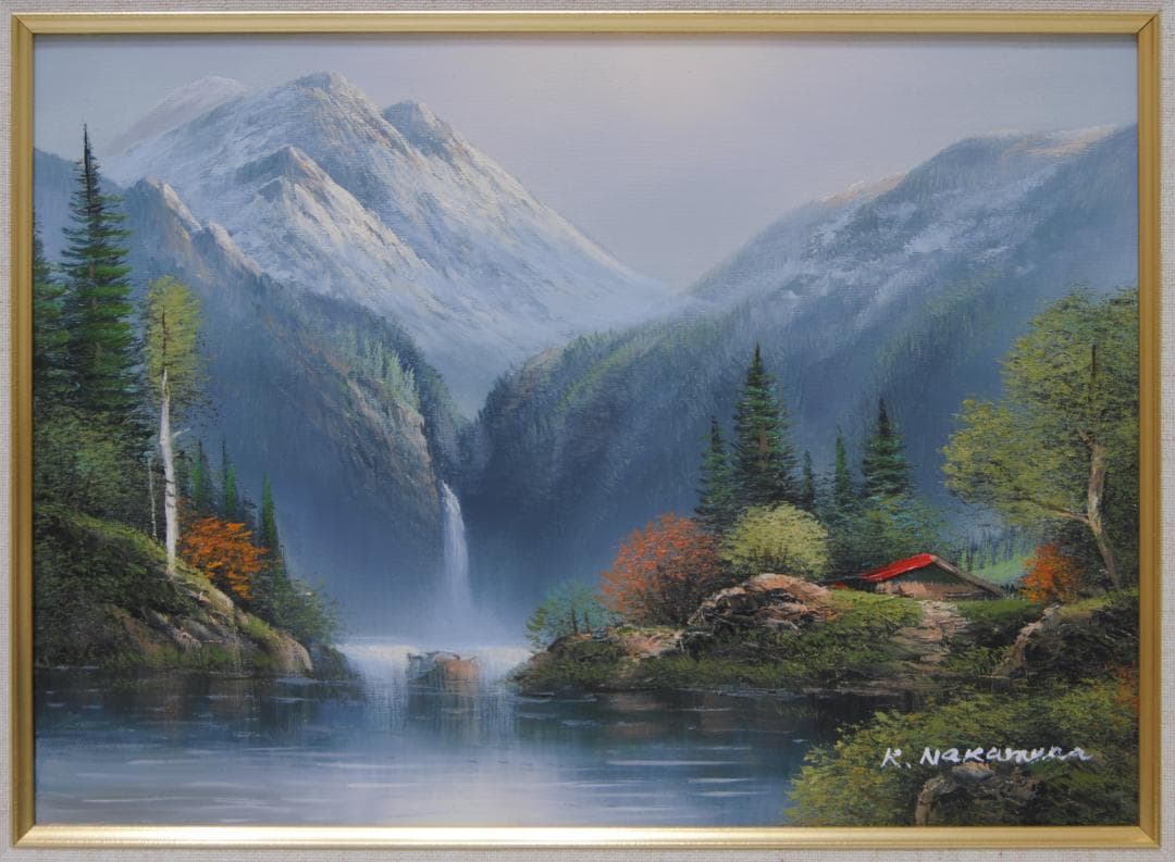 中村勝之「光さす谷」 絵画 油絵 油彩画 風景画 Ｆ４