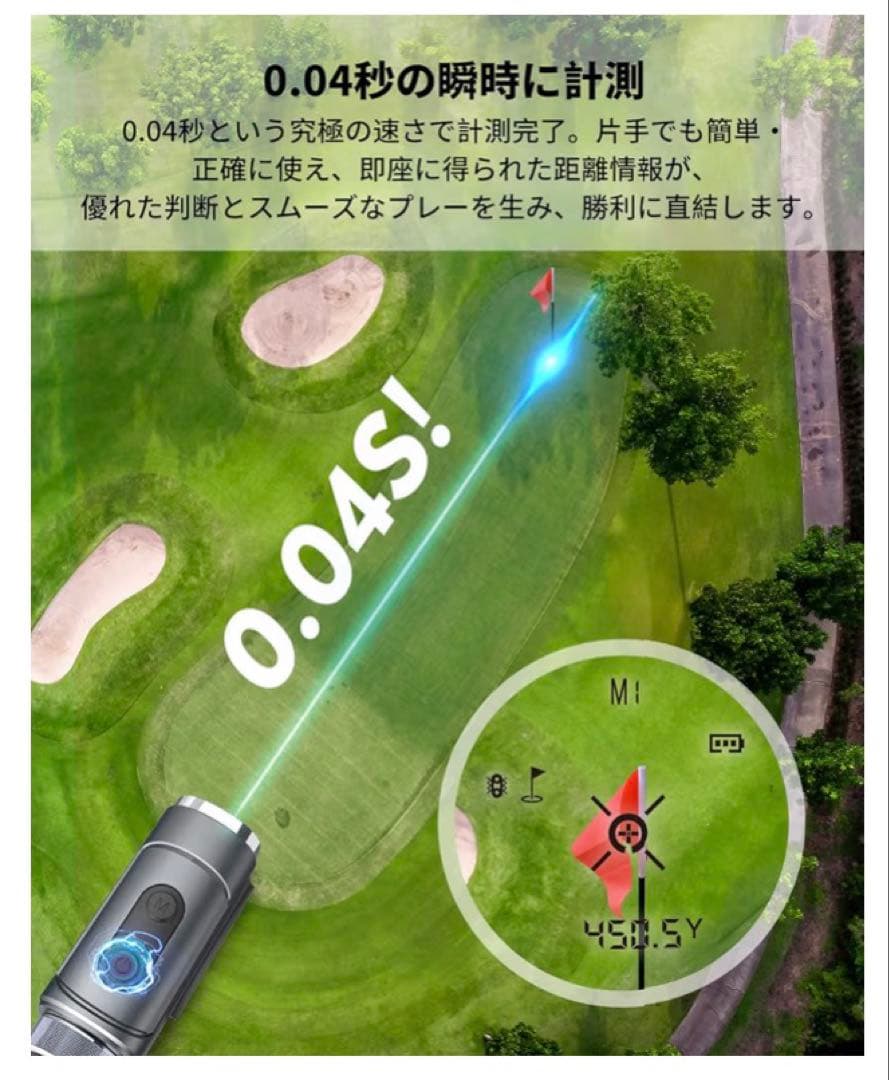Wosports ゴルフレーザー距離計 mini 3点間距離