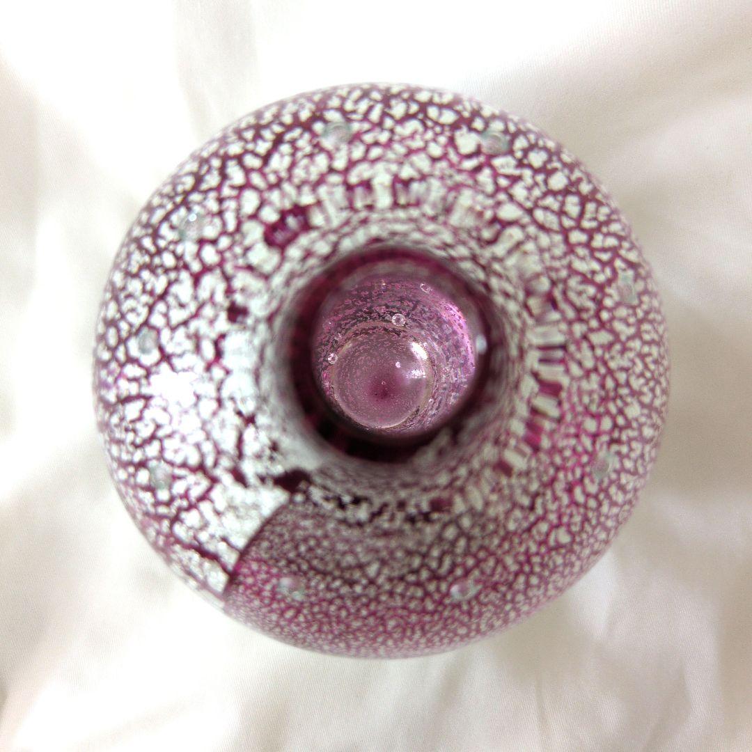 超希少品　サイン有り 現代の名工 黒木国昭 銀彩泡入花器 一輪挿し宙吹きガラス