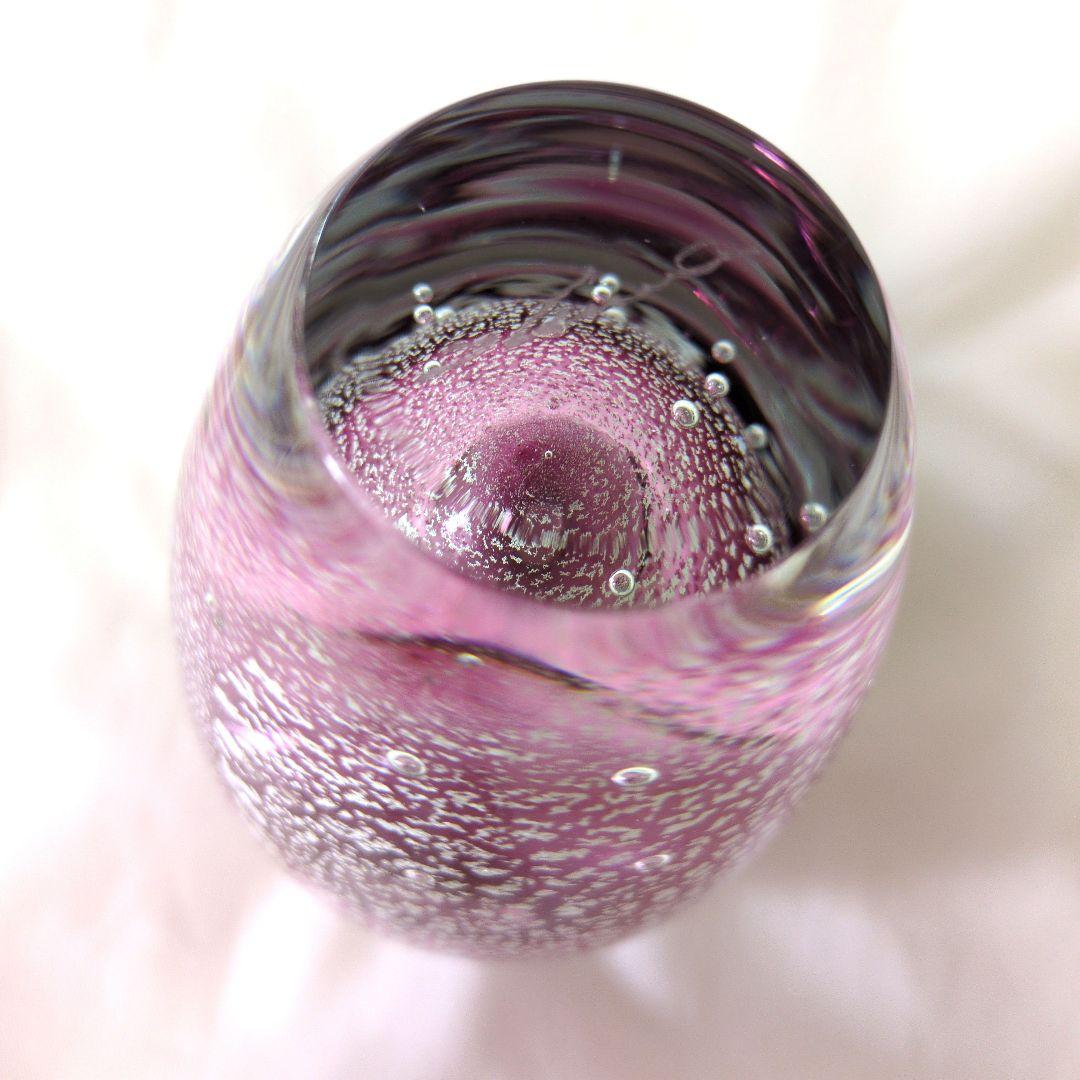 超希少品　サイン有り 現代の名工 黒木国昭 銀彩泡入花器 一輪挿し宙吹きガラス