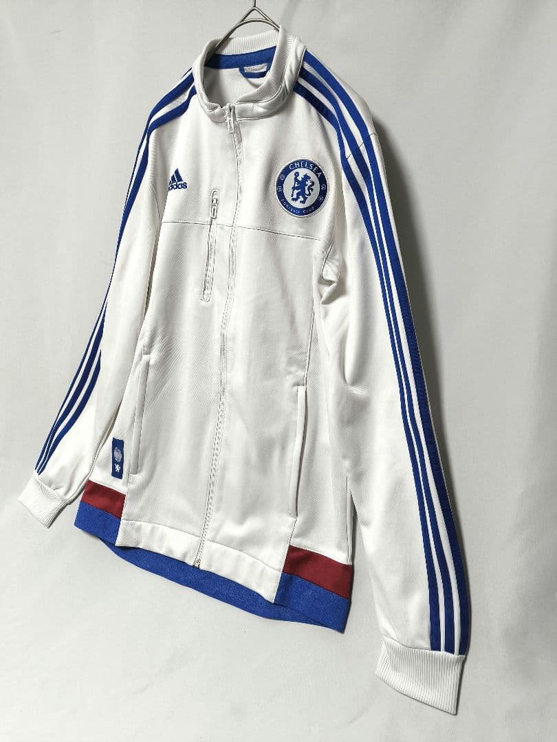 【訳あり】adidas Chelsea FC アンセムジャケットMワッペン　白赤