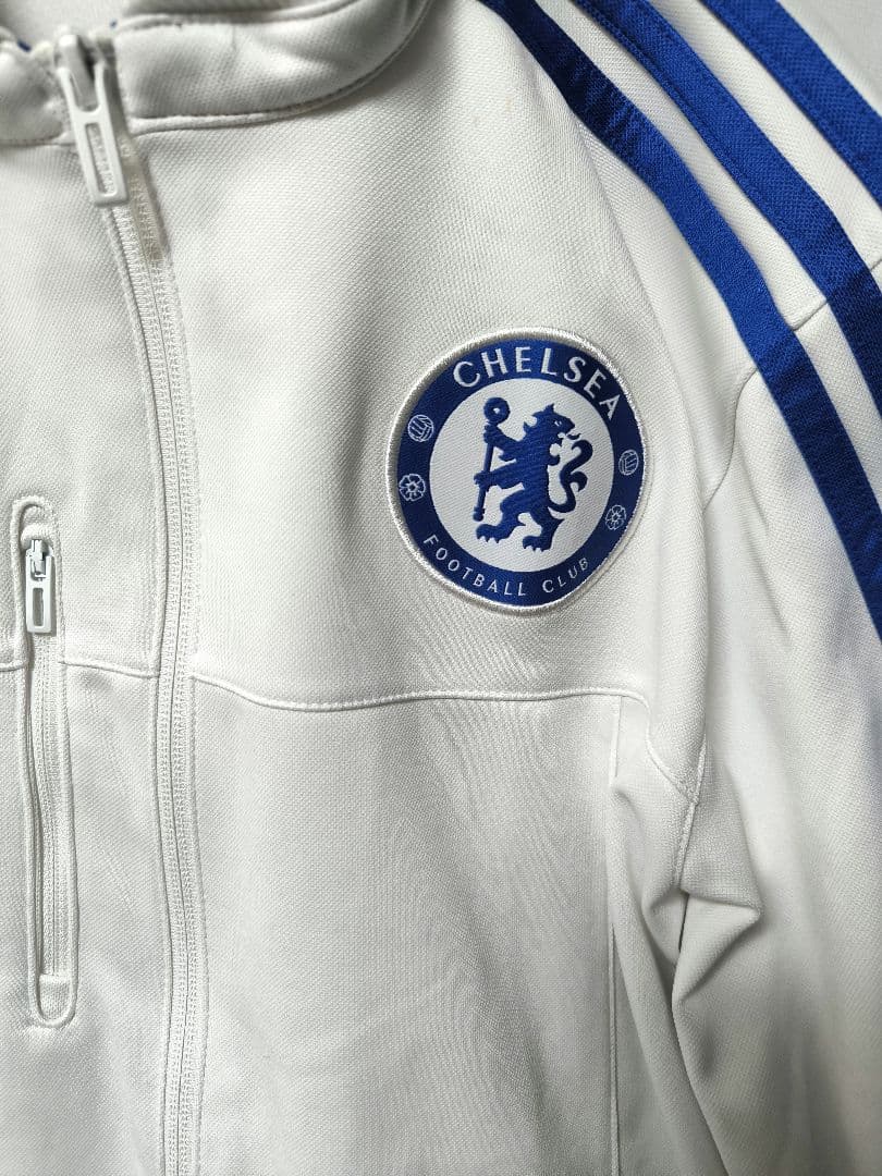 【訳あり】adidas Chelsea FC アンセムジャケットMワッペン　白赤