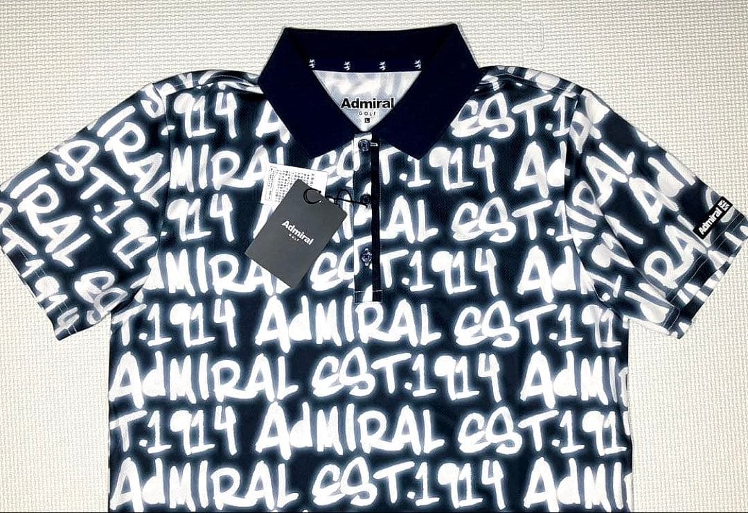 アドミラル スプレーロゴプリント ポロシャツ（NAVY／L）