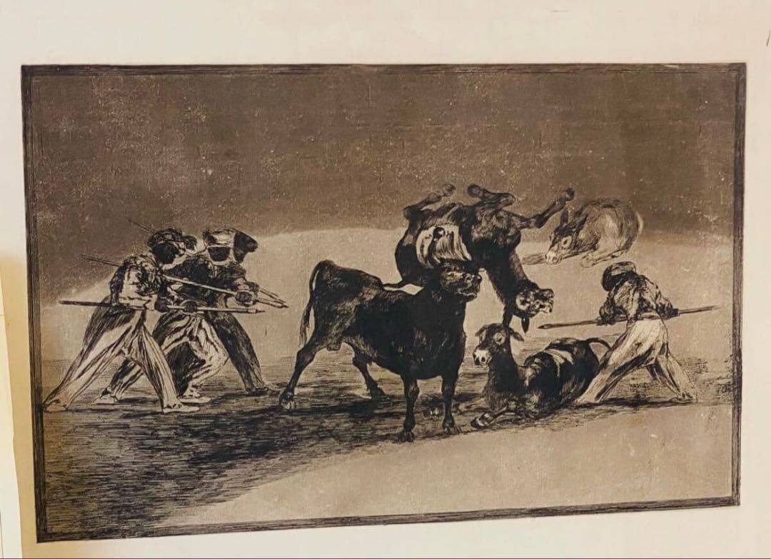 銅版画　フランシスコ・デ・ゴヤ　【闘牛技　第17番】　エッチング　額装品　額縁