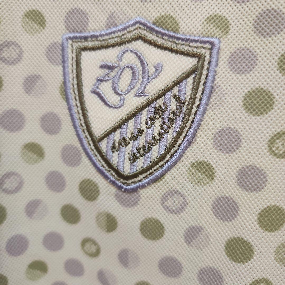 新品未使用:ゴルフブランドZOY:ドット柄半袖ポロシャツ ホワイト/グリーン