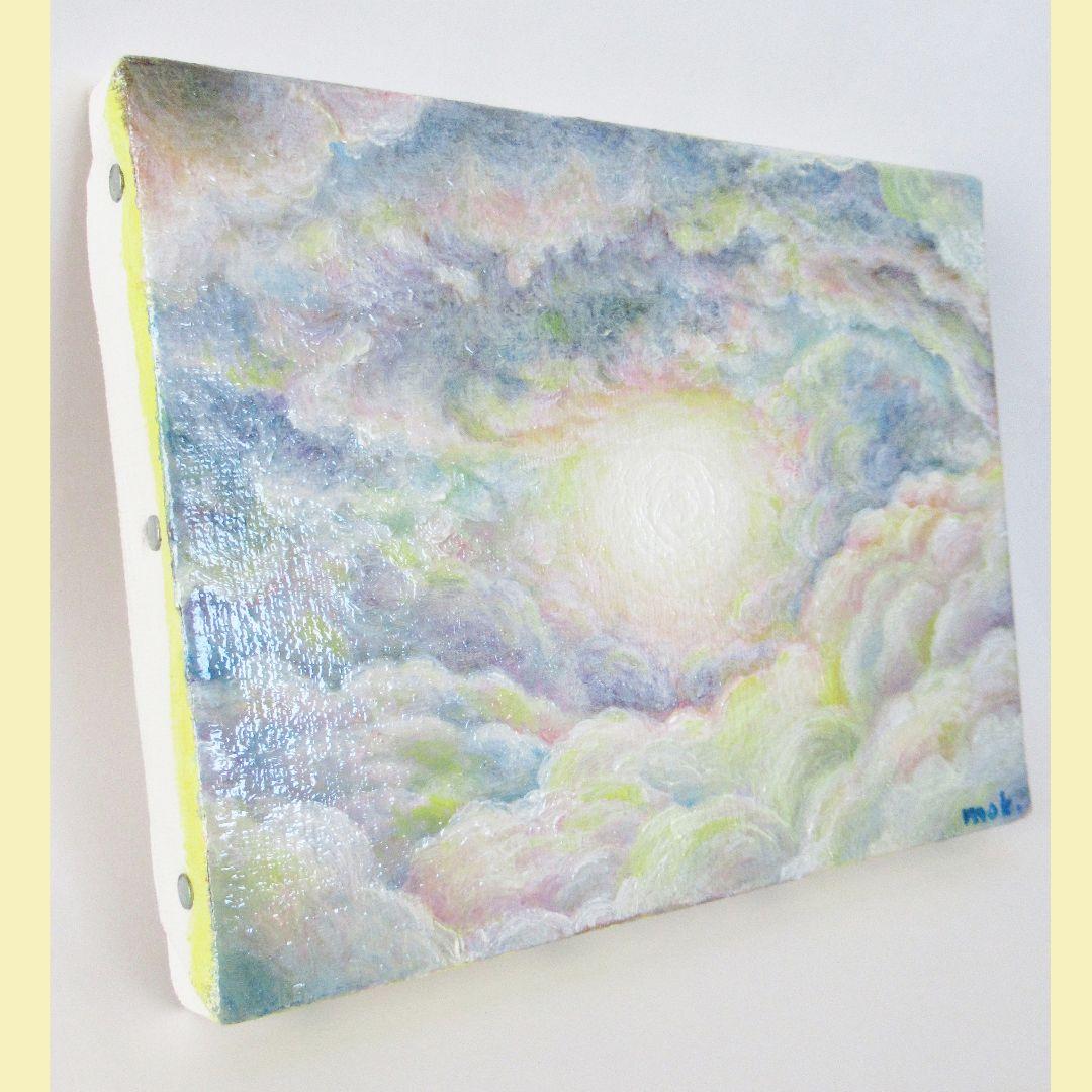 ［匿名で配送］一点もの 太陽 空 油絵 油彩 Ｆ0 絵 イラスト　インテリア