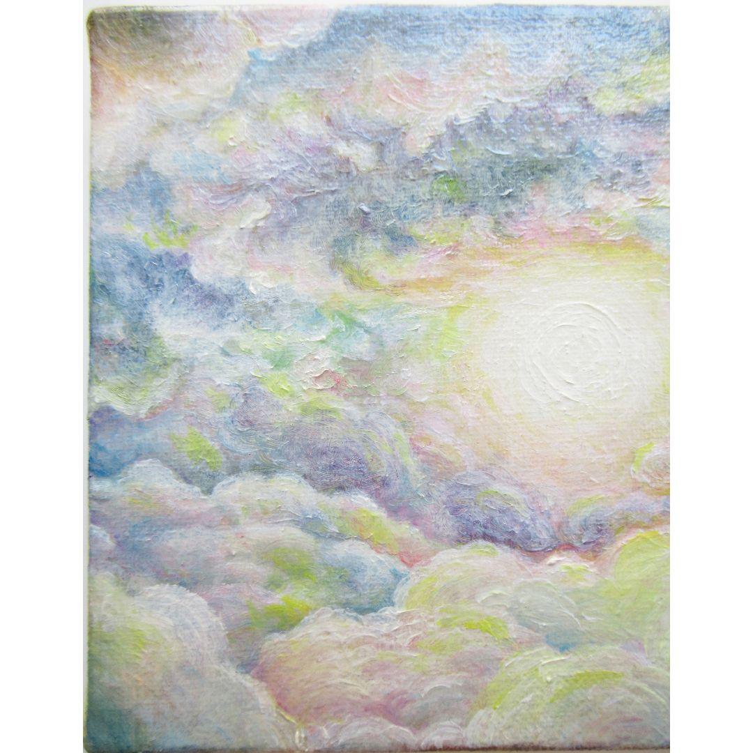 ［匿名で配送］一点もの 太陽 空 油絵 油彩 Ｆ0 絵 イラスト　インテリア