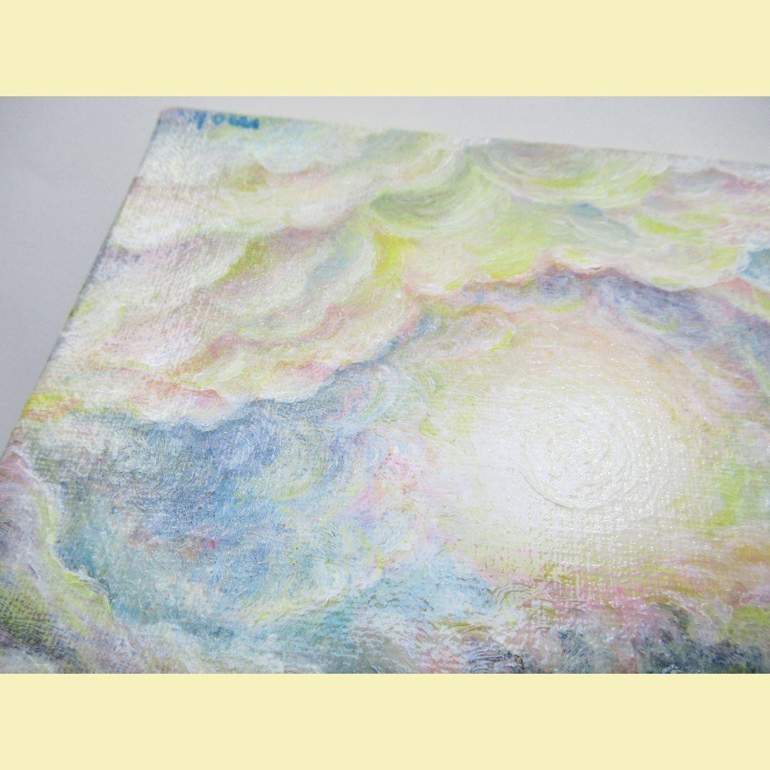 ［匿名で配送］一点もの 太陽 空 油絵 油彩 Ｆ0 絵 イラスト　インテリア