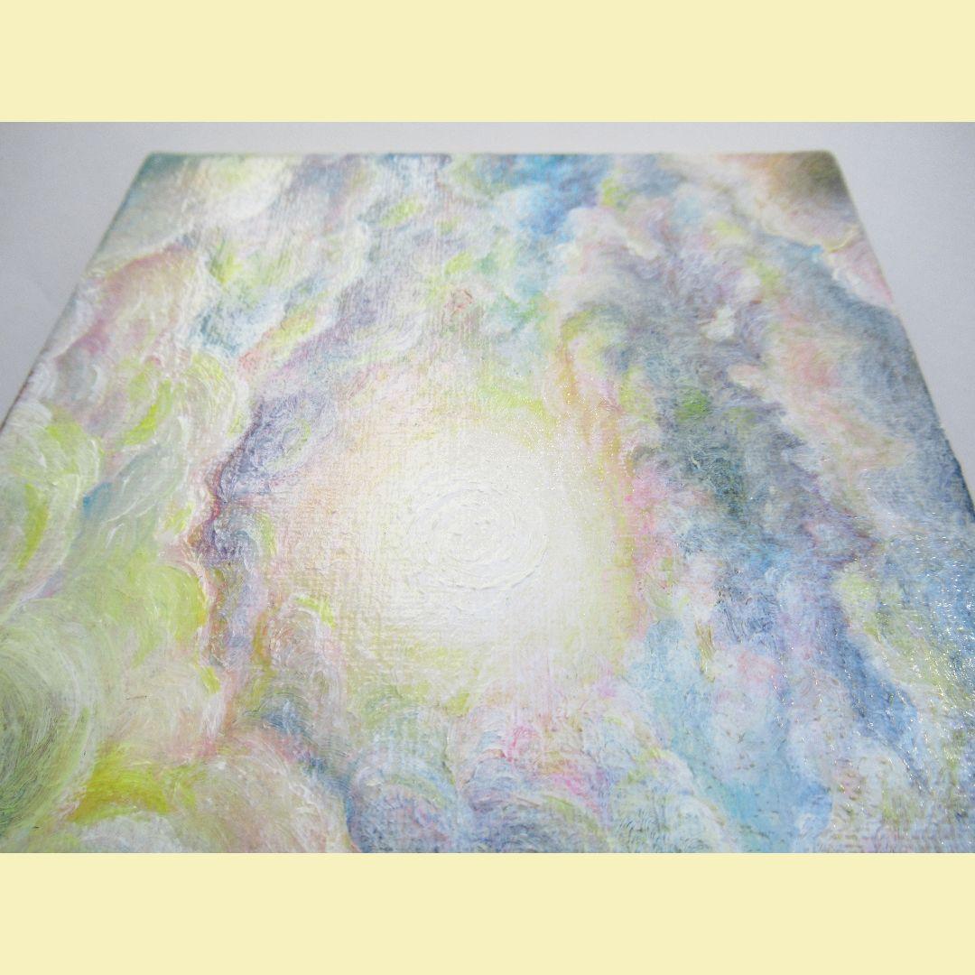 ［匿名で配送］一点もの 太陽 空 油絵 油彩 Ｆ0 絵 イラスト　インテリア
