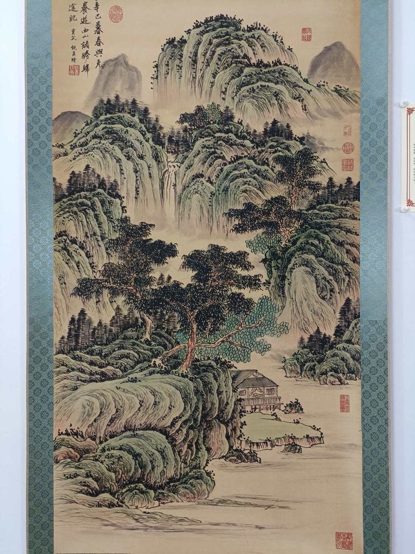 【仇英】潇湘烟雨图 中国画 掛け軸 水墨画 和室 玄関 茶室 壁掛け 美術品