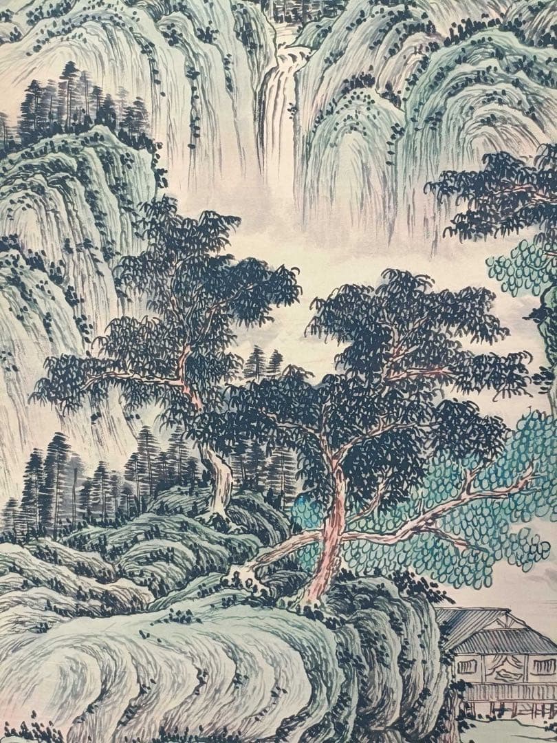 【仇英】潇湘烟雨图 中国画 掛け軸 水墨画 和室 玄関 茶室 壁掛け 美術品